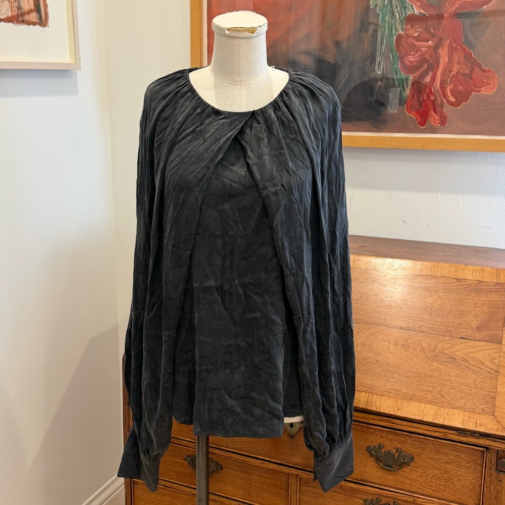 Beatrice b. Jacquard Cupro Blouse - Obsidian